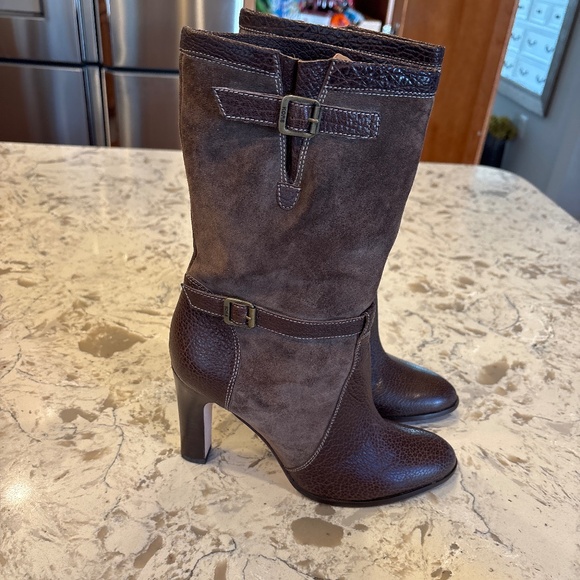 Michael Kors Vintage  Y2K Brown Leather Suede Mid Calf Heeled Boots 8 M - Picture 3 of 6